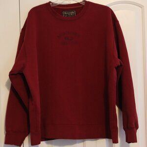 Abercrombie and Fitch Men's Long Sleeve Burgundy Logo Sweatshirt Size XL Vintage
